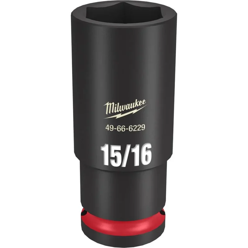15-16 Socket Milwaukee SHOCKWAVE Impact Duty Socket 1/2" Hex Drive 15/16" Deep Socket 6 Points 49-66-6229