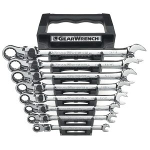 Gear Wrench 8 Pc. 12 Pt. XL Locking Flex Head Ratcheting Combination Wrench Set, SAE - 85798