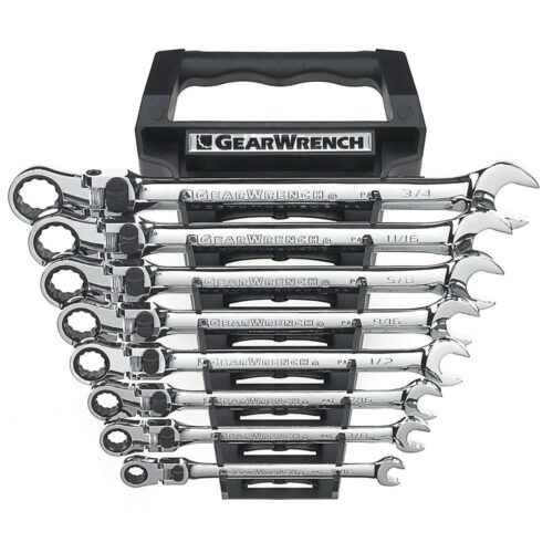 Gear Wrench 8 Pc. 12 Pt. XL Locking Flex Head Ratcheting Combination Wrench Set, SAE - 85798
