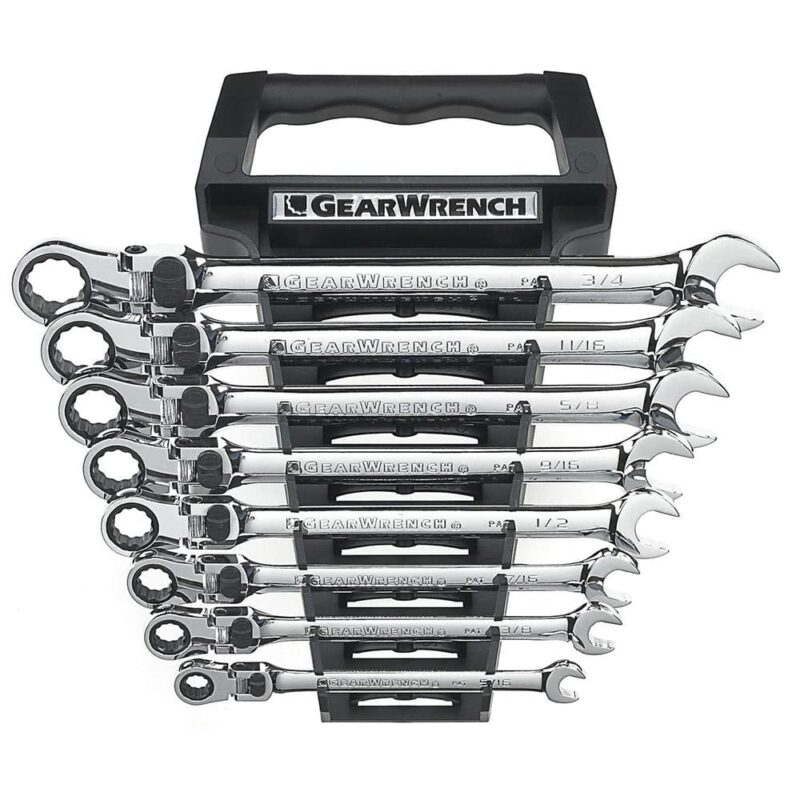 Gear Wrench 8 Pc. 12 Pt. XL Locking Flex Head Ratcheting Combination Wrench Set, SAE - 85798