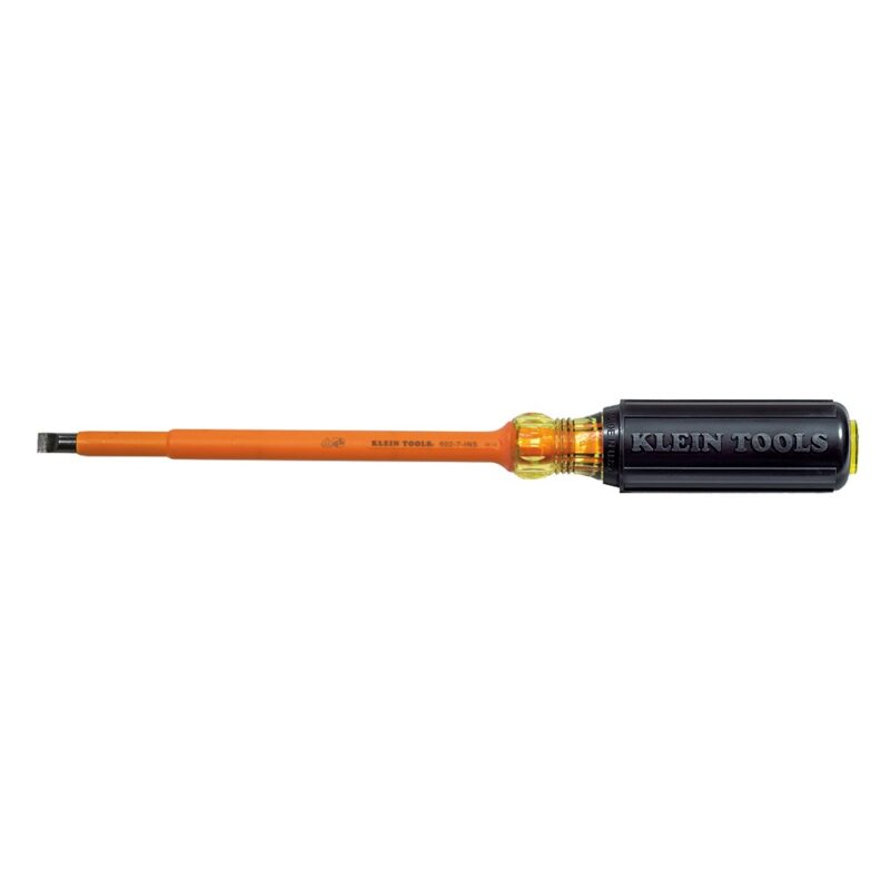 Klein Tools Insulated Screwdriver, 5/16-Inch Cabinet, 7-Inch Round Shank 602-7-INS